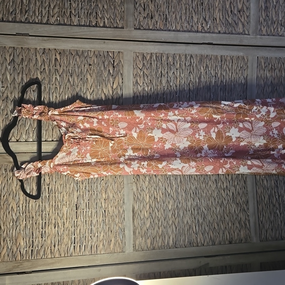 Pink/brown Floral Midi Dress